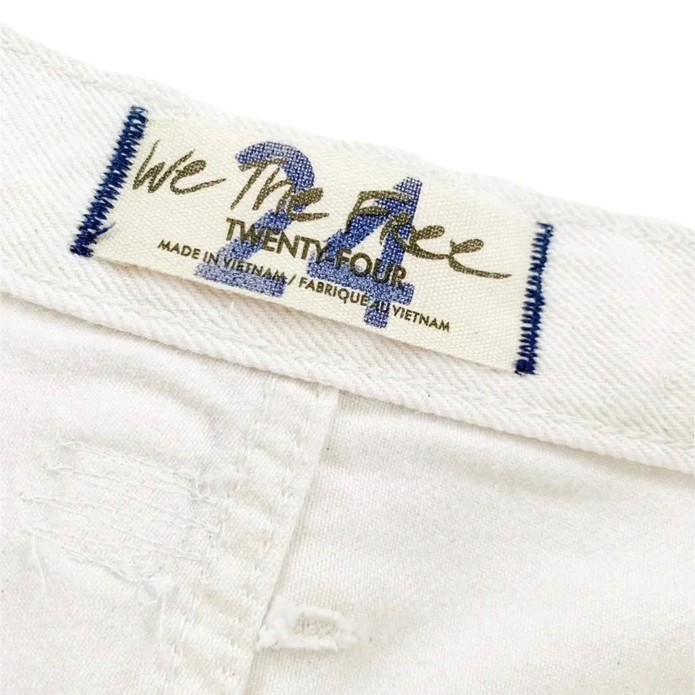 NWT Free People Makai Cutoff Short Off White Denim Distressed Size 24